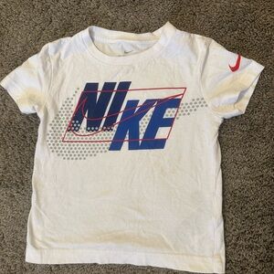 Nike Kids White and Blue Graphic Tee